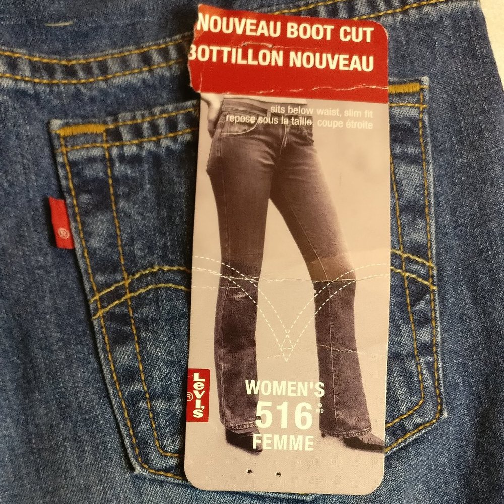 Levi's Bootcut 516 blue jeans VTG 100%Cotton Thick denim 9L Long TALL Inseam NEW